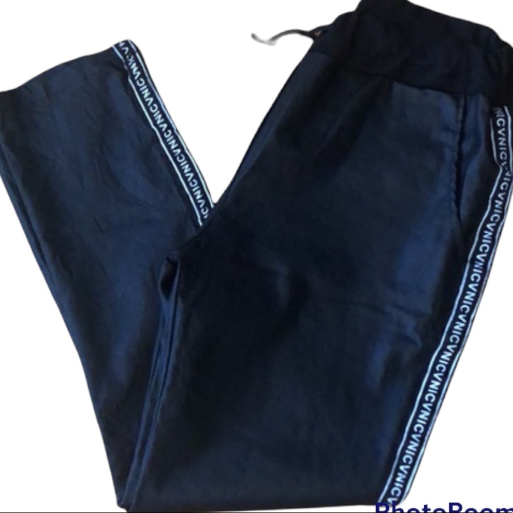 ETERNELLE faux black leather joggers one size